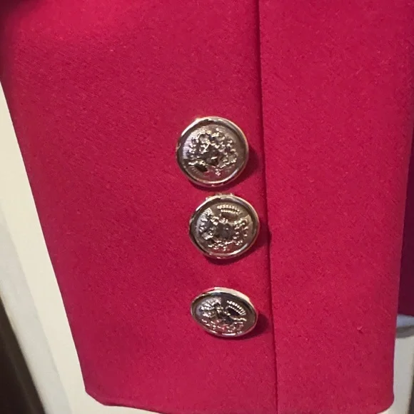 Nicole Miller Deep Raspberry Single-Button Tailored Blazer with Silver Buttons - Picture 7 of 10
